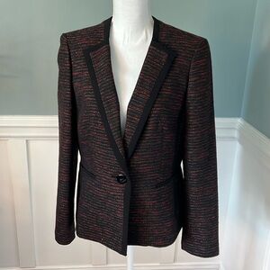 Women’s Kasper blazer. Black/Red/Silver thread.